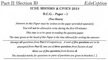 ICSE 2018 History & Civics Solved QP Part II (Sec B)