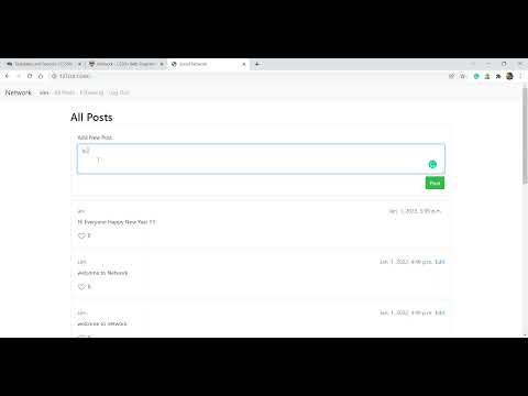 CS50 PROJECT 4 : Network - Web Programming with Python and JavaScript