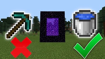 HOW TO BUILD THE NETHER PORTAL WITHOUT A DIAMOND PICKAXE | ONLY USING WATER BUCKET | MINECRAFT