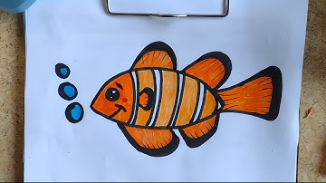Kids sketch! How to Draw Cute Clown Fish || Aasan Step by Step Drawing || Step By Step Drawing #fish