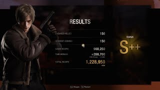 Resident Evil 4 Remake - Leon Rank S++ Combo 150 - Island Score 1,228,950