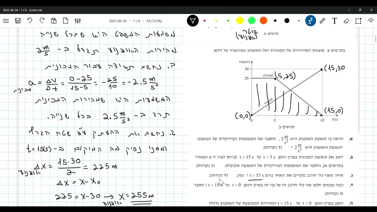 בגרות מכניקה 2008 שאלה 1- קינמטיקה בעית שני גופים