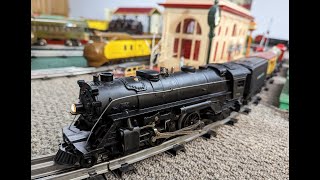 Lionel prewar outfit 1087W cataloged in 1941. It is headed by the 1664 engine & 1689W tender.