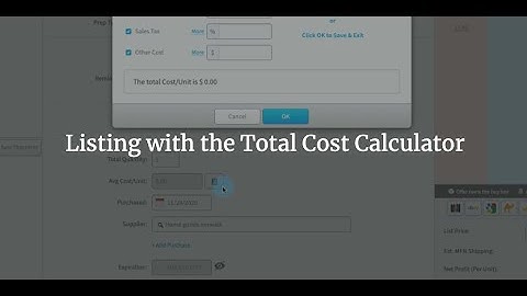 Listing with the Total Cost Calculator