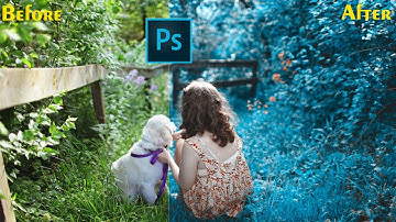 Cyan Blue Leaf Color Grading Effect Photoshop Tutorial ( 2 MINUTES TUTORIAL) | Areeb Productions