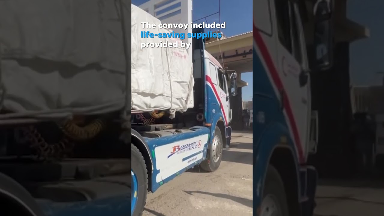 First aid delivery to Gaza moves through briefly opened Rafah crossing #Shorts
