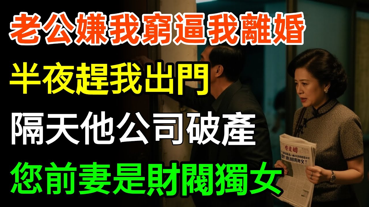 老公嫌我窮逼我離婚，半夜趕我出門，隔天他公司破產，秘書顫抖遞上報紙：您前妻是財閥獨女！#心灵感悟 #家庭 #故事分享