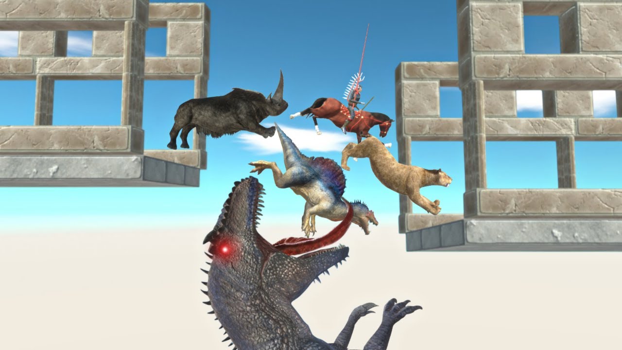 JUMP HIGH OVER GIGANOTOSAURUS IN THE DEADLY HALWAY !!- Animal Revolt Battle Simulator