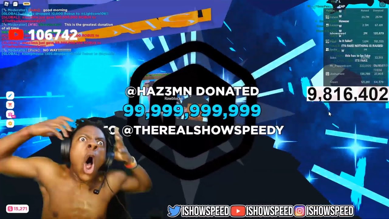 ISHOWSPEED DONATED 99,999,999,999 ROBUX! (PLS DONATE) - YouTube