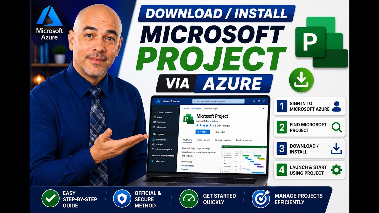 Download/Install Microsoft Project via Azure - YouTube