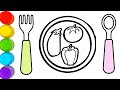 Vegetable Plate Drawing, Drawing and Painting for Kids and Toddlers | Easy Drawing ideas #196