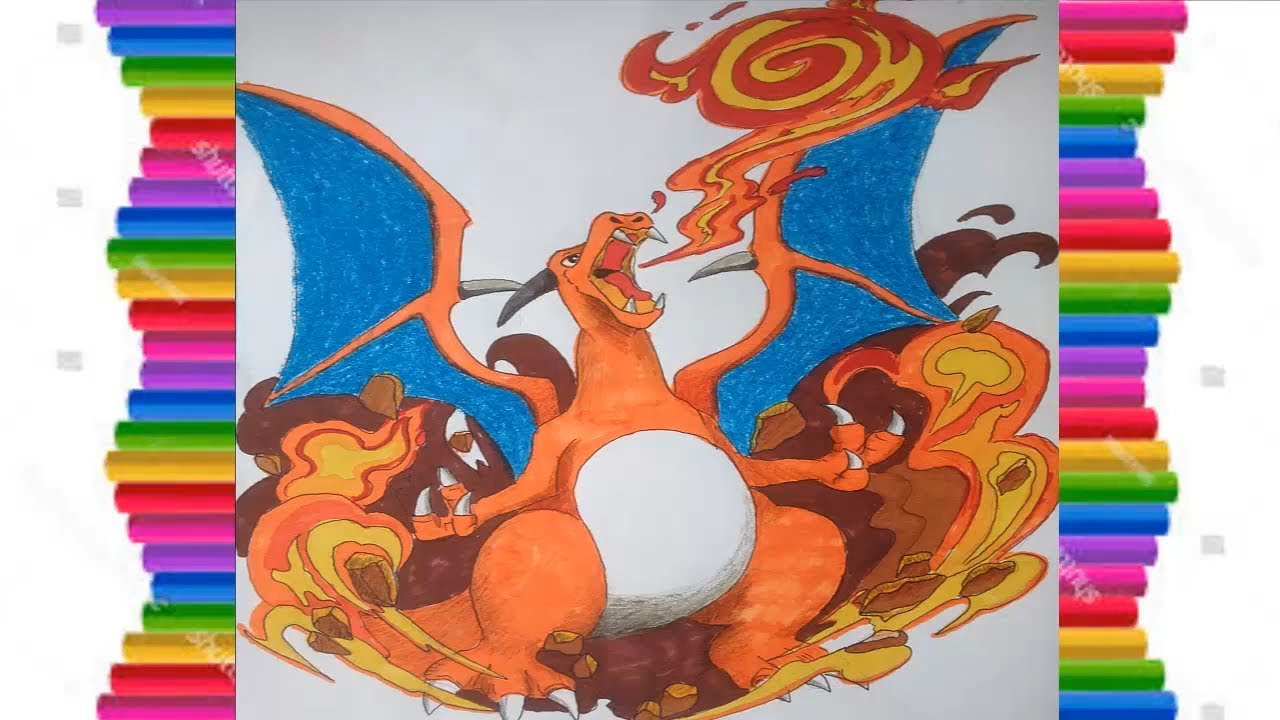 Vẽ Pokemon rồng lửa Charizard mega i pokemon hệ lửa p 2 How to draw  Pokemon Charizard  YouTube