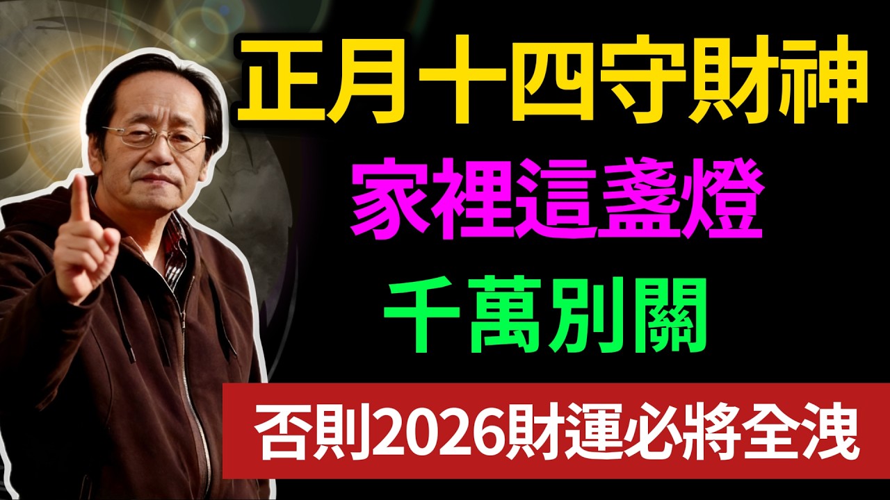 正月十四守財神，家裡這盞燈，千萬別關，否則 2026 財運必將全洩#倪海廈 #風水禁忌 #台灣民俗 #靈異故事 #易經 #命理
