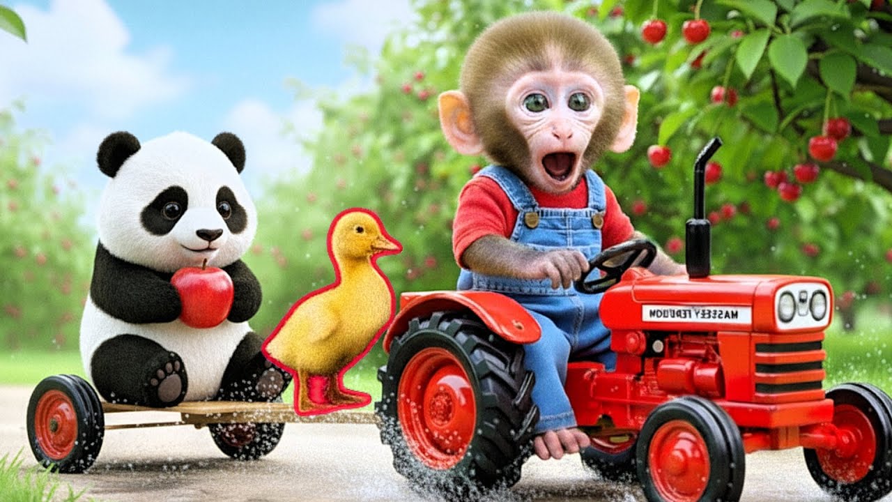 Monkey Bon Bon Drives Tractor to Rescue the Missing Duckling | A Surprising Farm Adventure