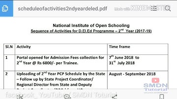 Sequence of Activities for 2nd Year NIOS DElEd l SMDN Toturial