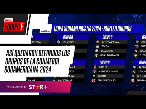 ¡SE DEFINIERON LOS GRUPOS DE LA CONMEBOL SUDARICANA 2024! Volvelo a ver en #ESPNEquipoF