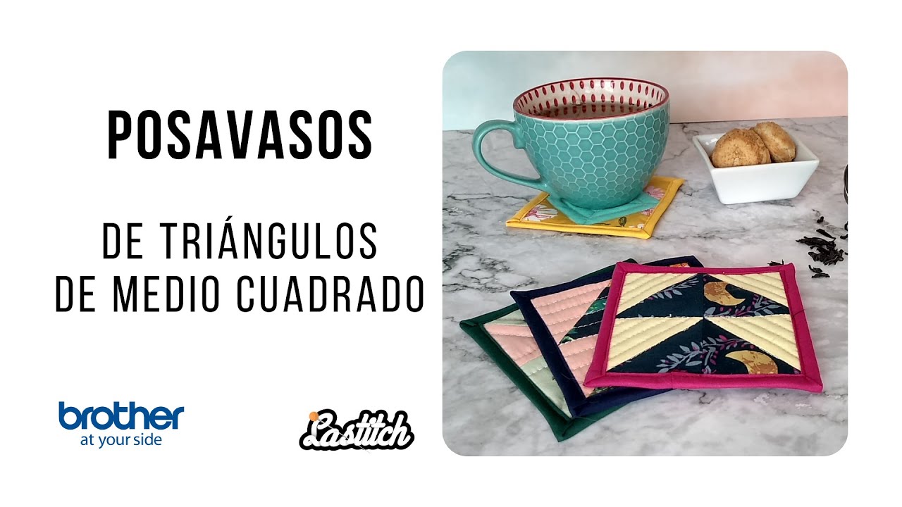 Proyecto Brother - Posavasos de triángulos de medio cuadrado.