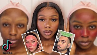 Black Girl Testing Viral TikTok MakeUp Hacks | Darkskin WOC MakeUp screenshot 5