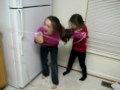 me and yan taped catherine elizabeth to the fridge haha