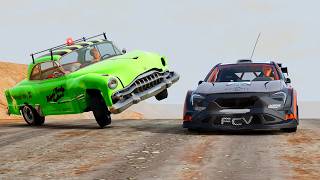 Insane Green Police Car vs Race Cars! Ultimate Desert Road Rage Chase 🚔💨 | BeamNG.drive screenshot 4