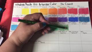 Mitsubishi Uni Arterase Colored Pencils 36 count Color Chart