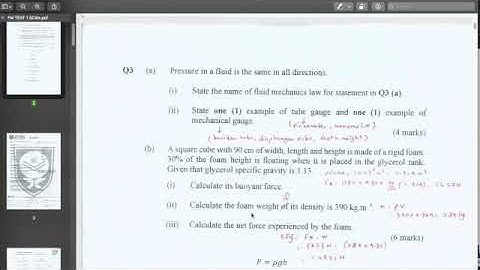 Fluid Mechanics Chapter 3: Revision for Test 1 (Past Year Test 1 Paper)
