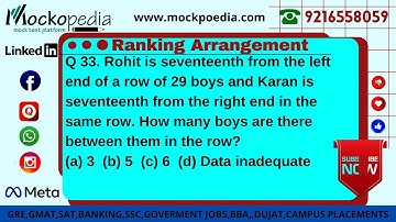Q33- Rohit is seventeenth from the left end of a row of 29 boys and Karan is seventeenth from.....