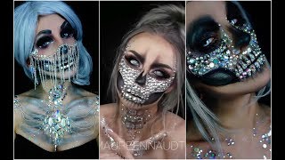 Completo maquillaje de calavera cuerpo