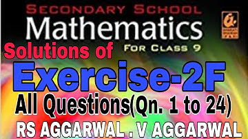 Exercise-2F | RS Aggarawal Class 9 Maths Chapter 2. POLYNOMIALS Solutions of Ex-2F