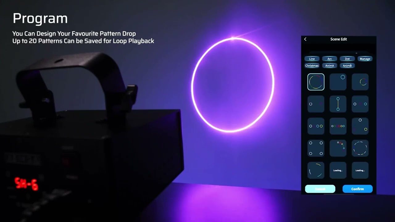 A brand-new Bluetooth app-enabled laser light, creating a unique atmosphere.