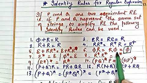 Regular expression identity rules : Theory of Computation