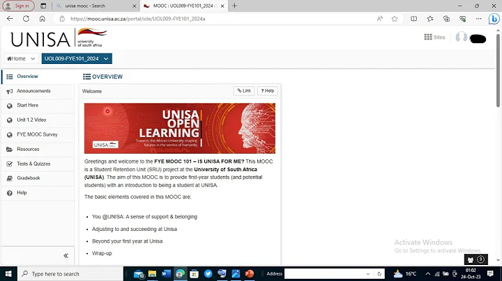 UNISA  MOOC TEST & Accepting Offer 2023