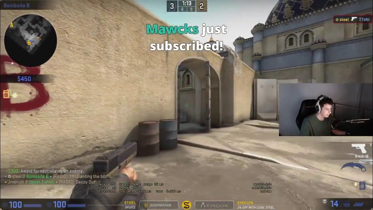 CSGO Josh Nissan "Steel" peekers advantage and sees an enemy suddenly