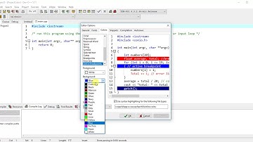 01. Dev-C++ Tutorial, changing Fonts, background line color, Hello World, compile and run