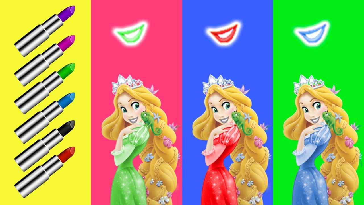 Makeup Disney Princess Rapunzel Lipstick Learn Colors Dress Up Finger ...