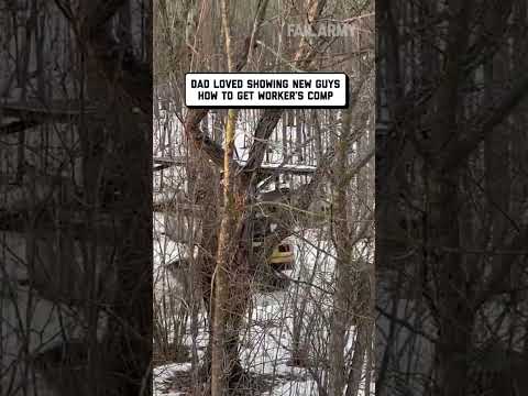 Dad Rides Mini-Excavator Down Icy Hill
