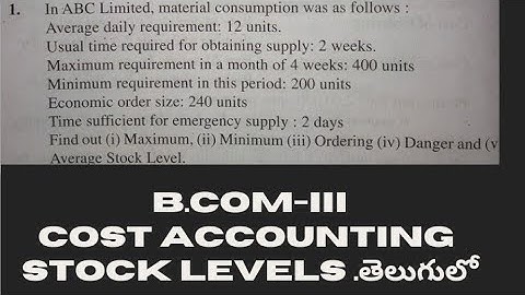 Cost accounting //stock levels Problem