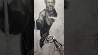 Charcoal Pencil Drawing: St. Joseph, Terror of Demons #artshorts #pencildrawing #charcoaldrawing