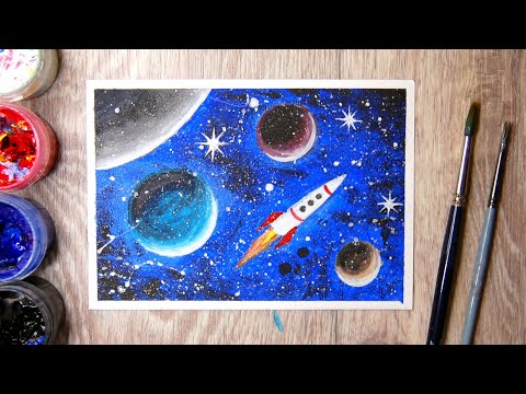 Как Нарисовать Космос С Планетами Гуашью