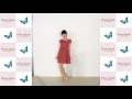Dress Stock　リボンつき半袖サテンフレアドレス