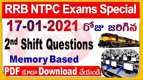17Jan2021 Shift 2 Exam paper Analysis with Answers RRB NTPC  Phase-2 Special by SRINIVASMech