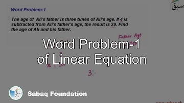 Word Problem-1 of Linear Equation, Math Lecture | Sabaq.pk