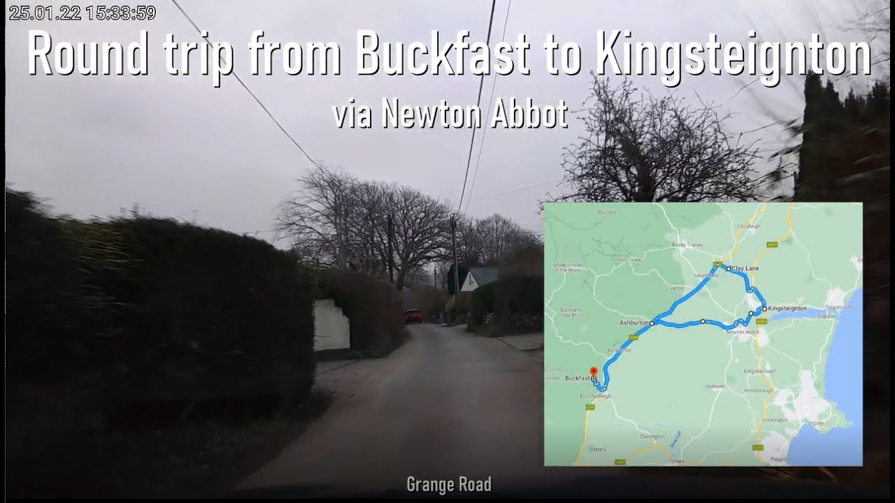 A round trip drive from Buckfast to Kingsteignton via Newton Abbot