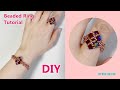 How to make beaded ring, Beaded Jewelry Tutorial, Bicoen and seed beads