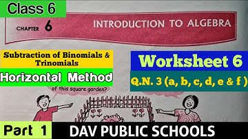 DAV class 6 maths chapter 6 worksheet 6 Q.N. 3 all questions