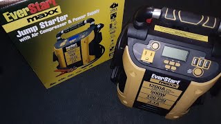 Everatart max jump starter with air compressor and power supply unboxing and review