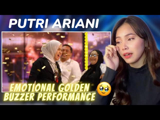 PUTRI ARIANI - receives the GOLDEN BUZZER from Simon Cowell | Auditions | AGT 2023|REACTION class=