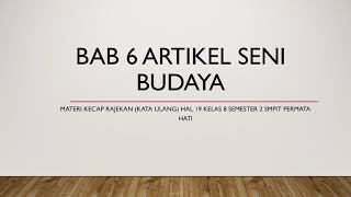Bahasa Sunda Kelas 8 Artikel Seni Budaya