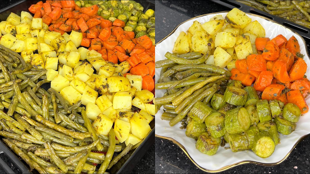 خضر مشرملة في الفرن بلا كترت لماعن ولا وقفة في الكوزينة ساهلة ماهلة و لذيذة 😍