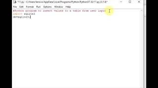 Python program to insert values to a table from user input